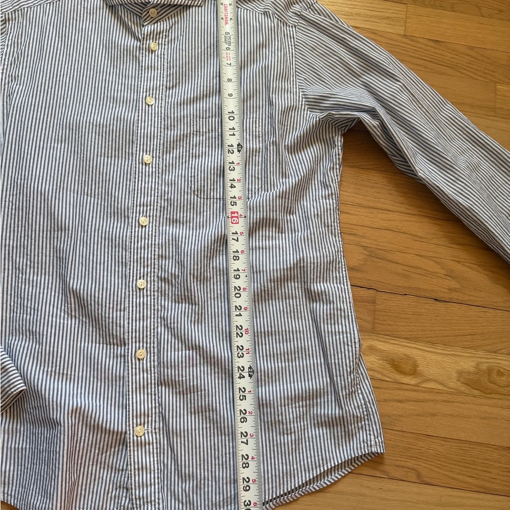 Eton Blue and White Striped Dress Shirt - Picture 6 of 9